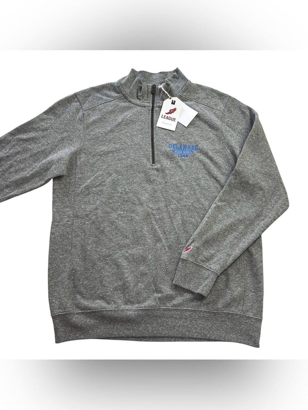 NWT League Delaware Blue Hen’s Men’s 1/4 Zip Pullover Jacket MSRP $74 Gray sz M